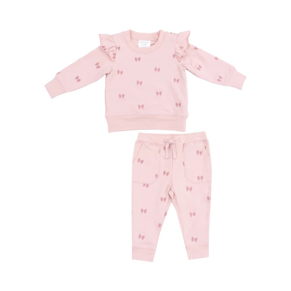 NWT Bows French Terry Ruffle Sweatshirt and Jogger by Angel Dear